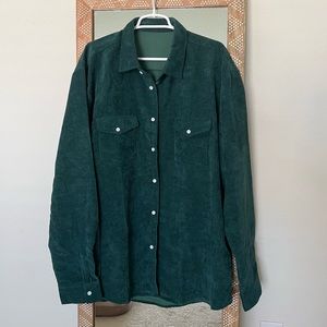 Men’s corduroy green button up shacket size XL